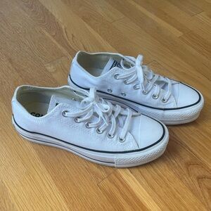 Converse white platform low tops size 6.5